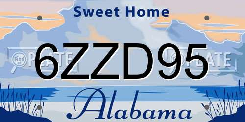 6ZZD95 Alabama License Plate
