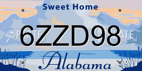 6ZZD98 Alabama License Plate