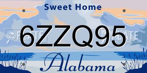 6ZZQ95 Alabama License Plate