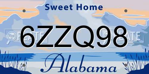6ZZQ98 Alabama License Plate