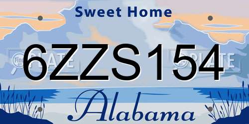 6ZZS154 Alabama License Plate