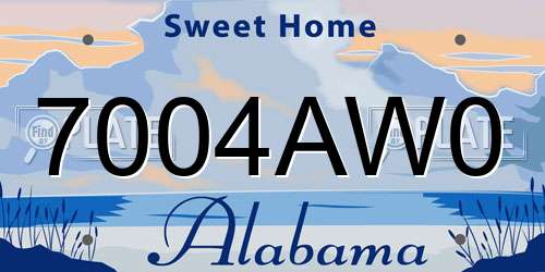 7004AW0 Alabama License Plate
