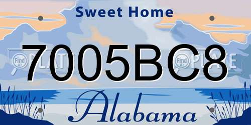 7005BC8 Alabama License Plate