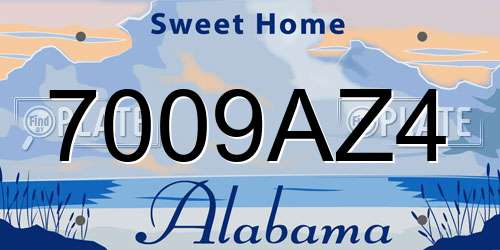 7009AZ4 Alabama License Plate