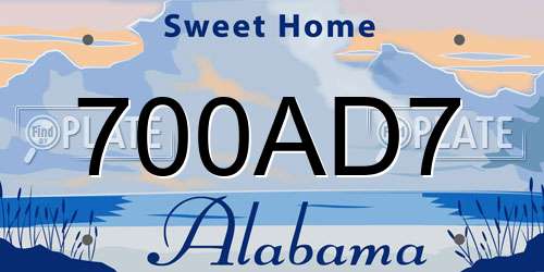 700AD7 Alabama License Plate