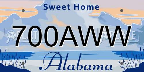 700AWW Alabama License Plate