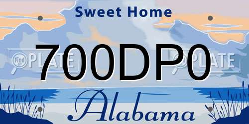 700DP0 Alabama License Plate