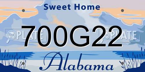 700G22 Alabama License Plate