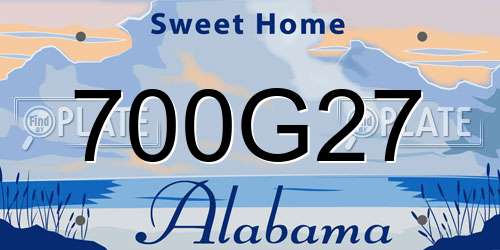 700G27 Alabama License Plate