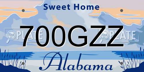 700GZZ Alabama License Plate