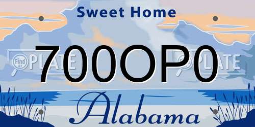 700OP0 Alabama License Plate