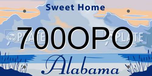 700OPO Alabama License Plate