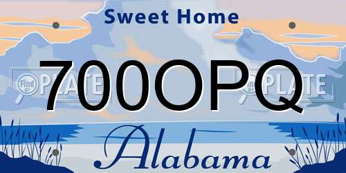 700OPQ Alabama License Plate
