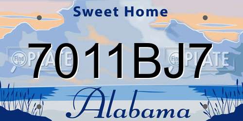 7011BJ7 Alabama License Plate