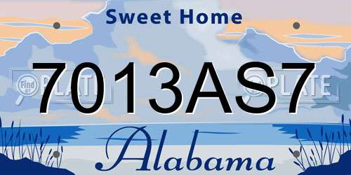 7013AS7 Alabama License Plate