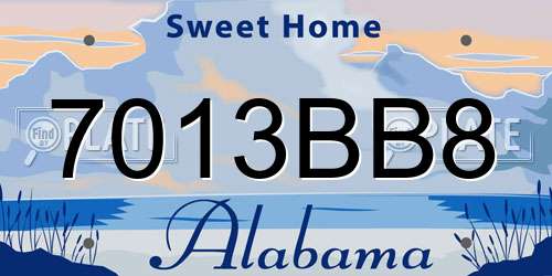 7013BB8 Alabama License Plate