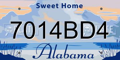 7014BD4 Alabama License Plate