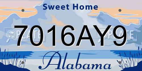 7016AY9 Alabama License Plate