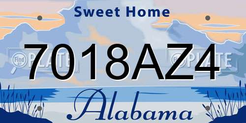 7018AZ4 Alabama License Plate