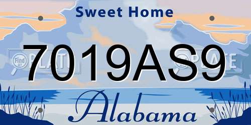 7019AS9 Alabama License Plate