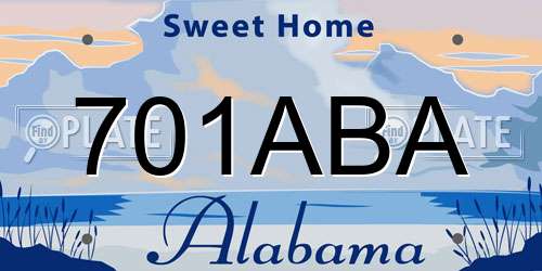 701ABA Alabama License Plate
