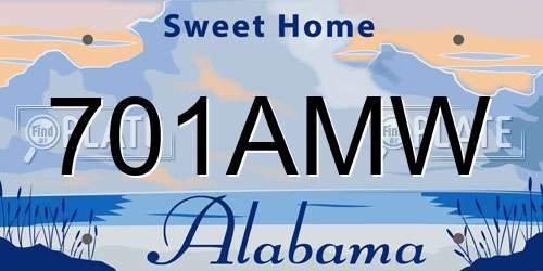 701AMW Alabama License Plate