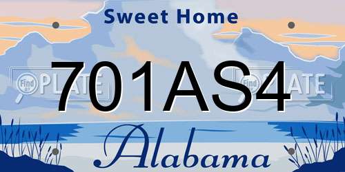 701AS4 Alabama License Plate