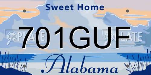 701GUF Alabama License Plate