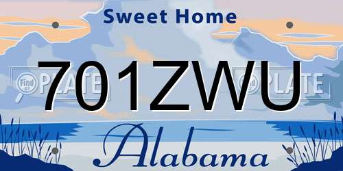 701ZWU Alabama License Plate
