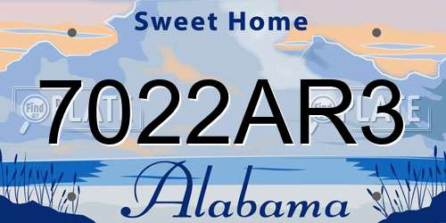 7022AR3 Alabama License Plate