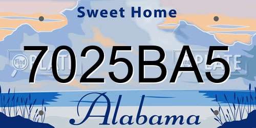 7025BA5 Alabama License Plate