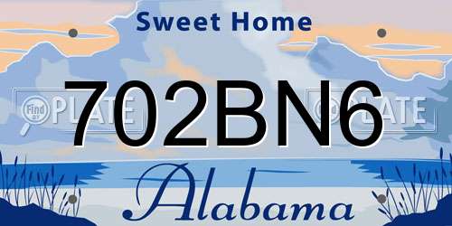 702BN6 Alabama License Plate