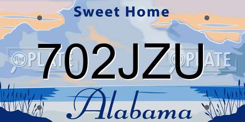 702JZU Alabama License Plate