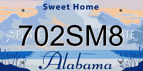 702SM8 Alabama License Plate