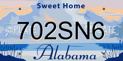 702SN6 Alabama License Plate