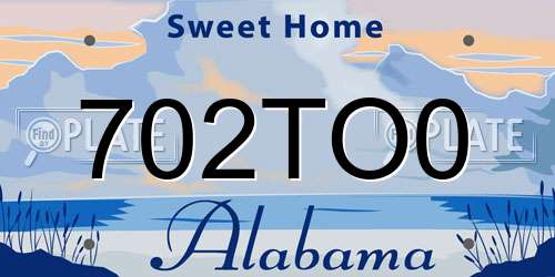 702TO0 Alabama License Plate