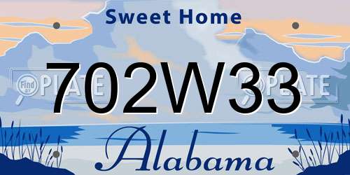702W33 Alabama License Plate