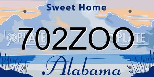 702ZOO Alabama License Plate