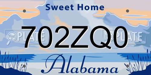 702ZQ0 Alabama License Plate