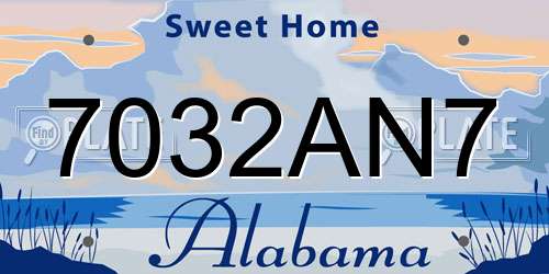 7032AN7 Alabama License Plate