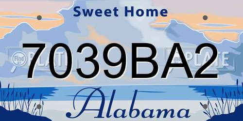 7039BA2 Alabama License Plate