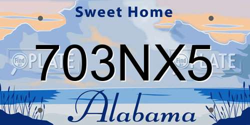 703NX5 Alabama License Plate