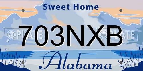 703NXB Alabama License Plate