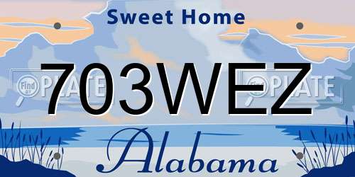 703WEZ Alabama License Plate