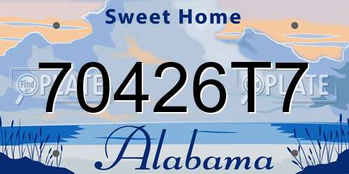 70426T7 Alabama License Plate