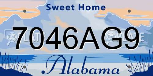 7046AG9 Alabama License Plate