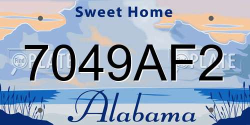 7049AF2 Alabama License Plate