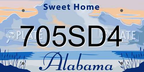 705SD4 Alabama License Plate