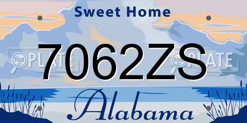 7062ZS Alabama License Plate