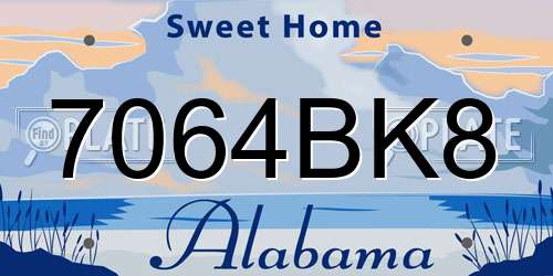 7064BK8 Alabama License Plate